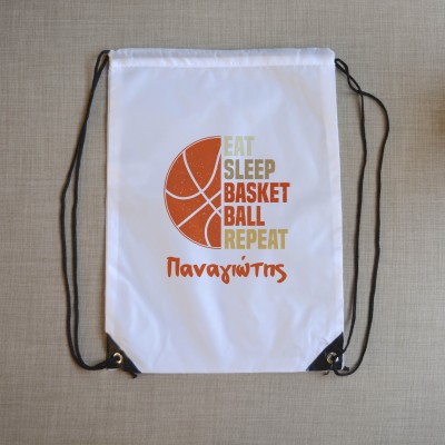 Τσάντα Πλάτης Παιδική Eat Sleep Basketball Repeat