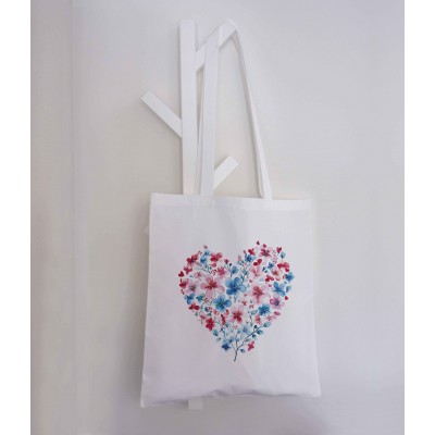 Τσάντα Πάνινη Flowers Heart