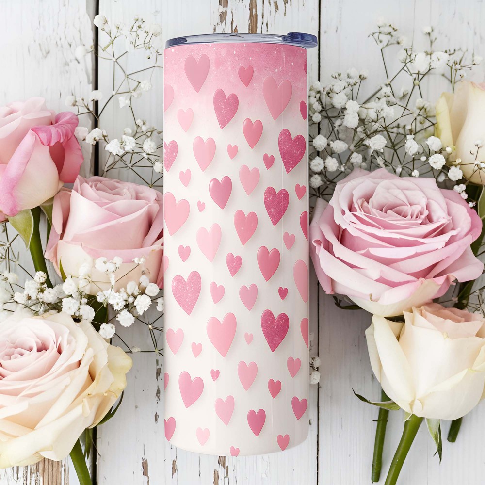 Θερμός Tumbler Καρδιές Ροζ Εποχιακά