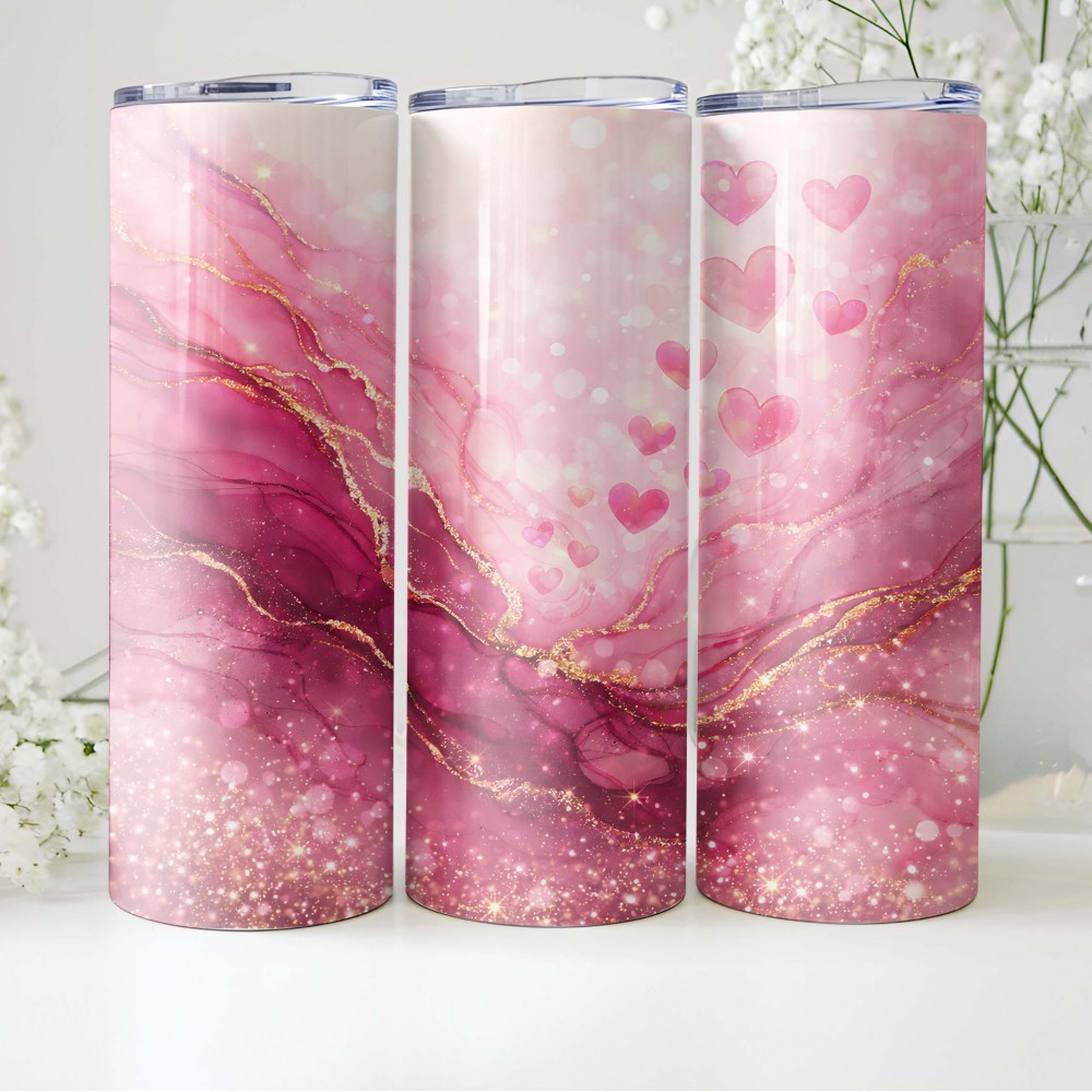 Θερμός Tumbler Marble Hearts Θερμός