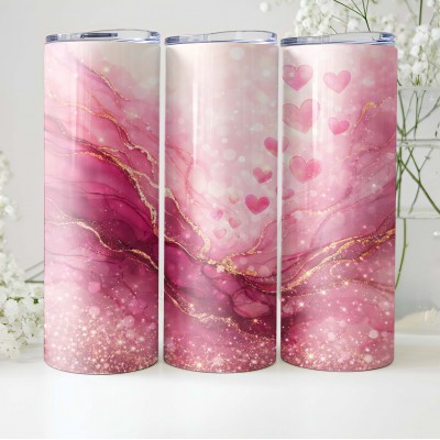 Θερμός Tumbler Marble Hearts