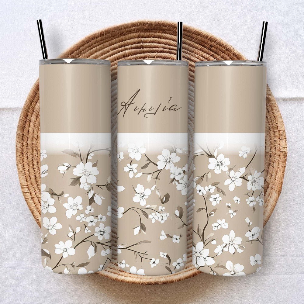 Θερμός Tumbler Beige Flower Θερμός
