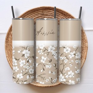 Θερμός Tumbler Beige Flower Θερμός