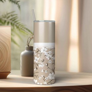 Θερμός Tumbler Beige Flower Θερμός